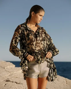 Chemises & Tops>Mes Demoiselles Paris Chemise Ally Imprime Noir