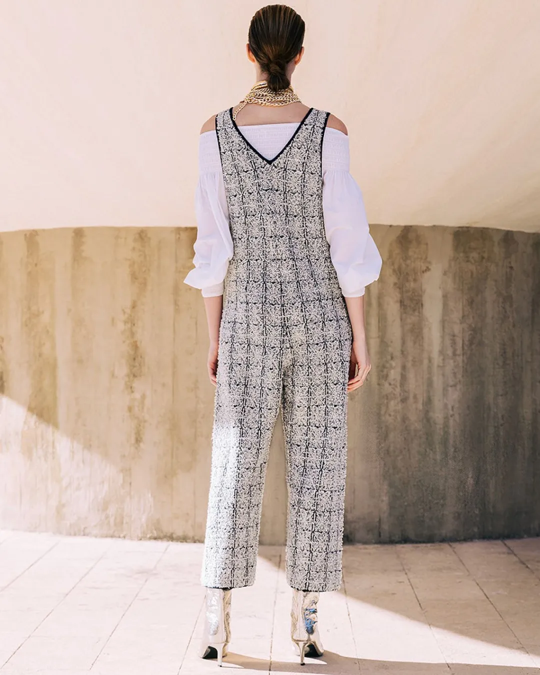 Pantalons>Mes Demoiselles Paris Combinaison Caho Navy / Ecru