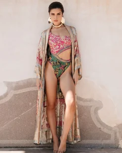 Kimonos & Ponchos>Mes Demoiselles Paris Kimono Reggio Imprime Rose