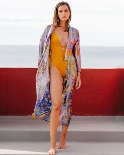 Kimonos & Ponchos>Mes Demoiselles Paris Kimono Roar Imprime Multicolor