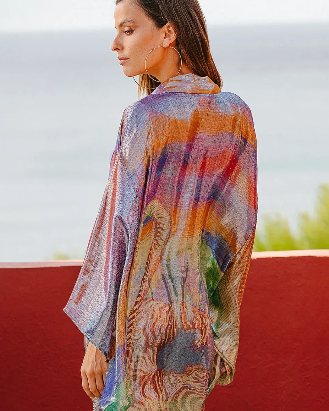 Kimonos & Ponchos>Mes Demoiselles Paris Kimono Roar Imprime Multicolor