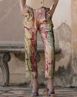 Pantalons>Mes Demoiselles Paris Pantalon Gala Imprime Rose