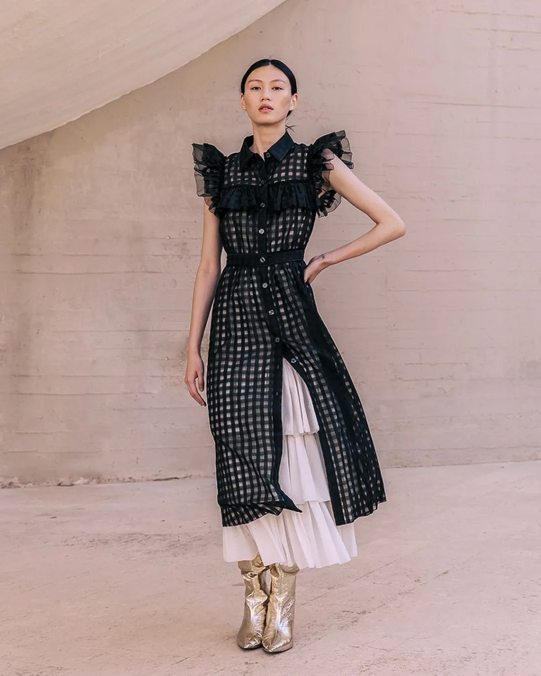 Robes & Jupes>Mes Demoiselles Paris Robe Cesday Noir / Ecru